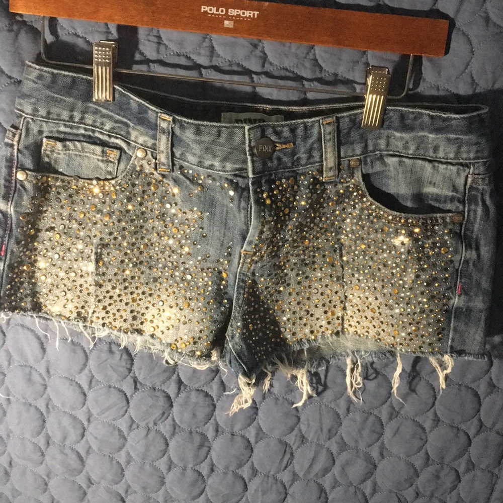 Glam rhinestone fringe shirt shorts PINK sz 4